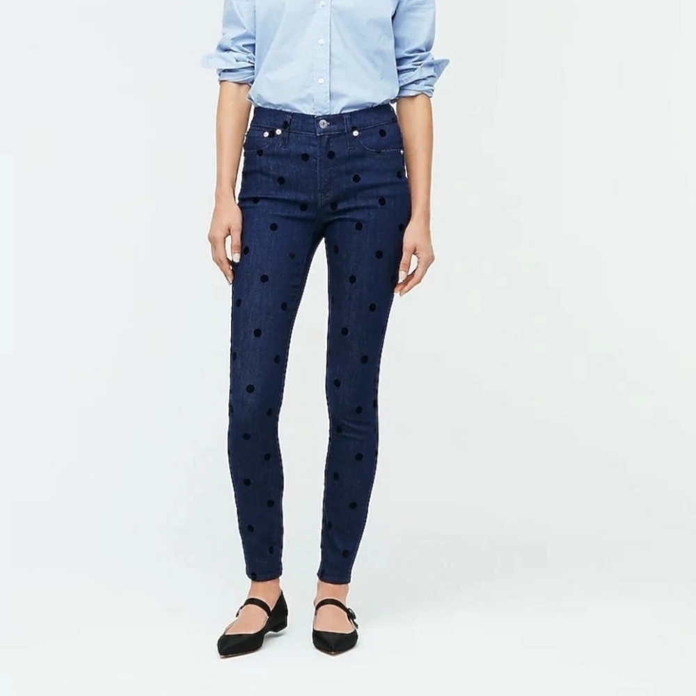 J.CREW High Rise Toothpick Jeans With Velvet Dots | SZ 25